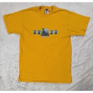 Vintage Nature Cabin Deer Buck Scene Fruit Of The Loom LofTeez Shirt Yellow L